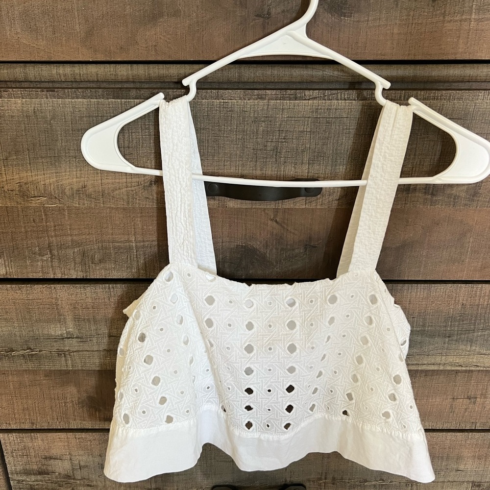 Free People White Eyelet Crop Top